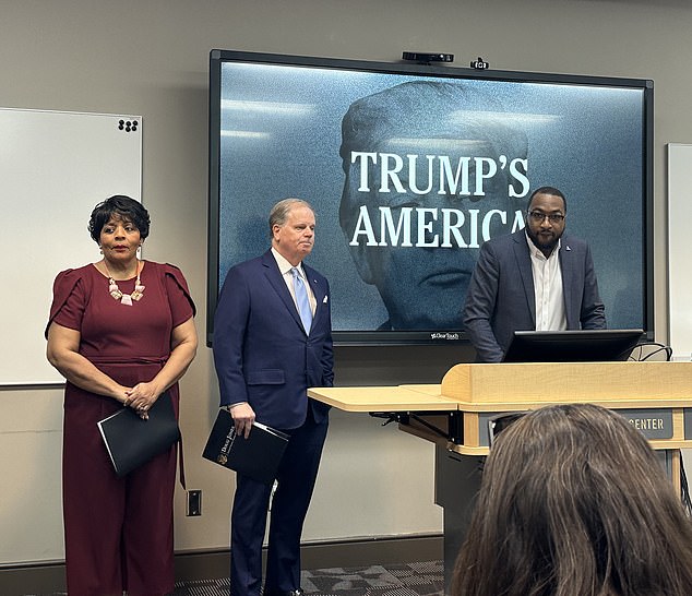 Jones spoke alongside Quentin Fulks, President Joe Biden's top deputy campaign manager, and Alabama Rep. Barbara Drummond, just hours before the fourth Republican presidential primary debate at the University of Alabama on Wednesday.