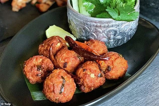 Dragon Balls on the Coup de Thai website are described as 'spicy chicken' meatballs with mint, shallot, green onion, coriander, kaffir lime leaf and chilli