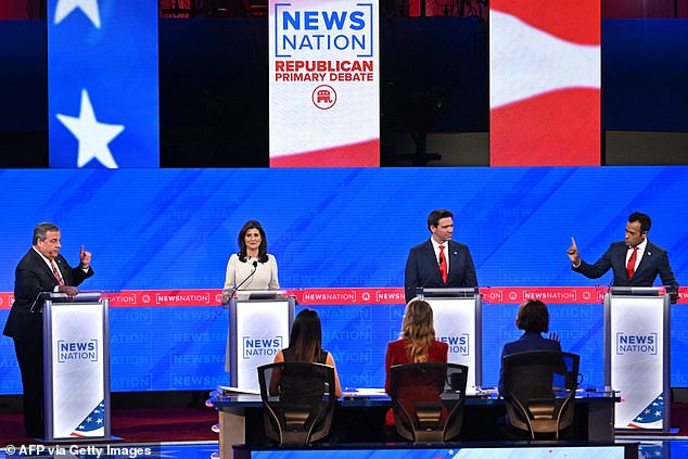 Christie (left) slammed Ramaswamy (right) for insulting 'Nikki Haley's basic intelligence' as the 38-year-old suggested the former New Jersey governor should 'enjoy a nice meal and get out of the race'