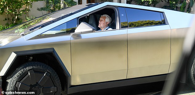 The 73-year-old comedian was spotted driving around the city in his Tesla Cybertruck, which has design influences from science fiction