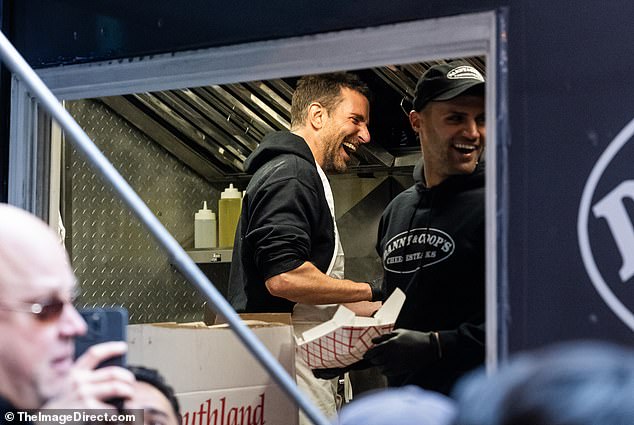 Bradley was seen laughing in the food truck