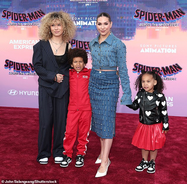 Holker, 35, and her three children – Weslie, 15, Maddox, six, and Zaia, three – were pictured in LA at the premiere of Spider-Man: Across The Universe in May