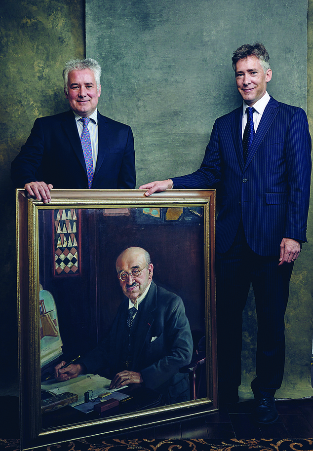 “It would be very interesting to find out what happened to them,” says co-owner Robert Ogden, who, along with brother Ben, is the fifth generation to run the family business.  Josephine Bonaparte's diamond necklace was purchased in 1933 by their great-uncle, Captain William Ogden.  Above: The brothers with a portrait of their ancestor