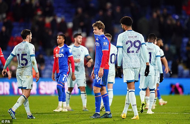 Palace's players and management booed at half-time and full-time after the defeat
