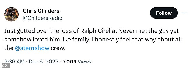 A number of fans of the long-running radio show shared their thoughts and memories of Cirella following news of his death