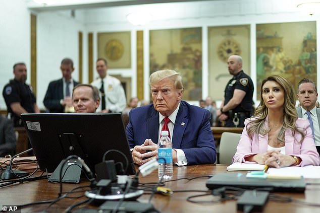 Trump was accompanied by lawyers Alina Habba (r), Chris Kise (l) and Clifford Robert (not pictured)