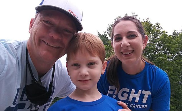 Marisa Maddox, pictured above with her husband Robert, 48, and son Luke, now nine, was diagnosed with cancer at the age of 29
