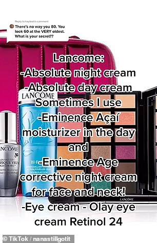 Vera also loves the many face and eye creams from Lancôme.  Some of the products are listed above