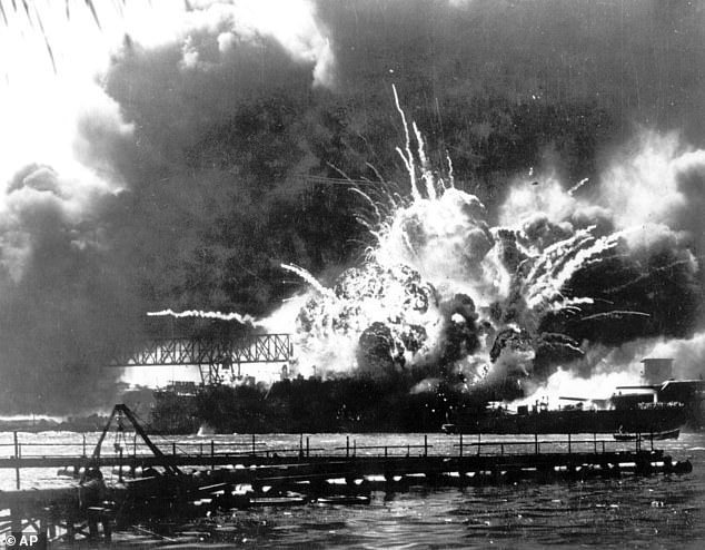 A 1,760-pound armored bomb struck the USS Arizona and the resulting attack sank the ship and left more than 1,100 dead.