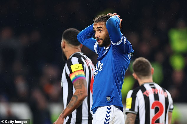 Everton striker Dominic Calvert-Lewin missed a sitter in the first half against Newcastle