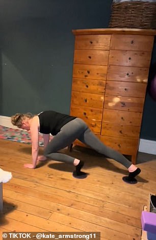 TikTok user Kate Armstrong showed off her low-impact burpee using sliding discs under her feet to mimic a reformer's move