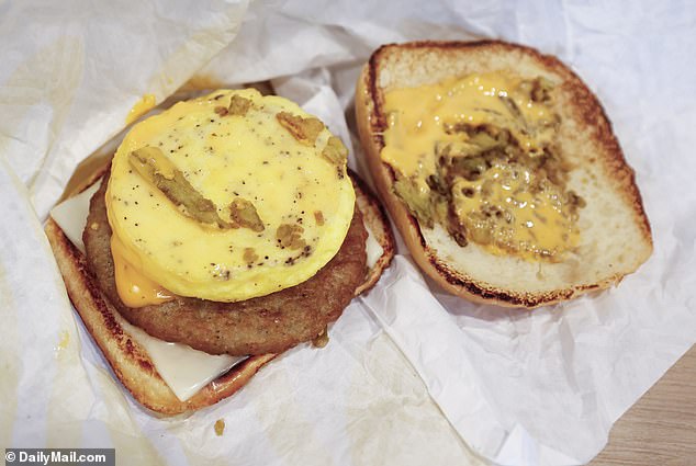 Yesterday, retail experts speculated that the chain appears to be targeting the 'TikTok' generation - which regularly helps Starbucks' seasonal drinks go viral.  Pictured: the Spicy Queso sandwich