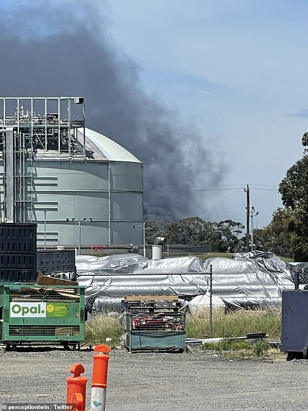 Workers in nearby factories on the industrial estate are ordered to stay indoors