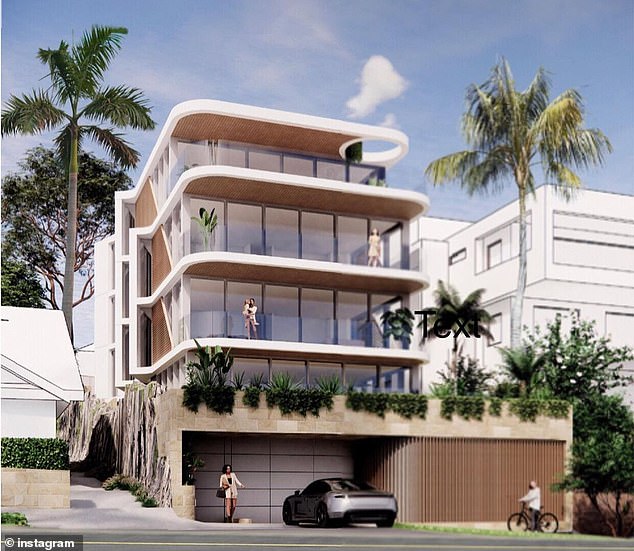 A rendering of the proposed apartment building that will replace the 1930s Art Deco home