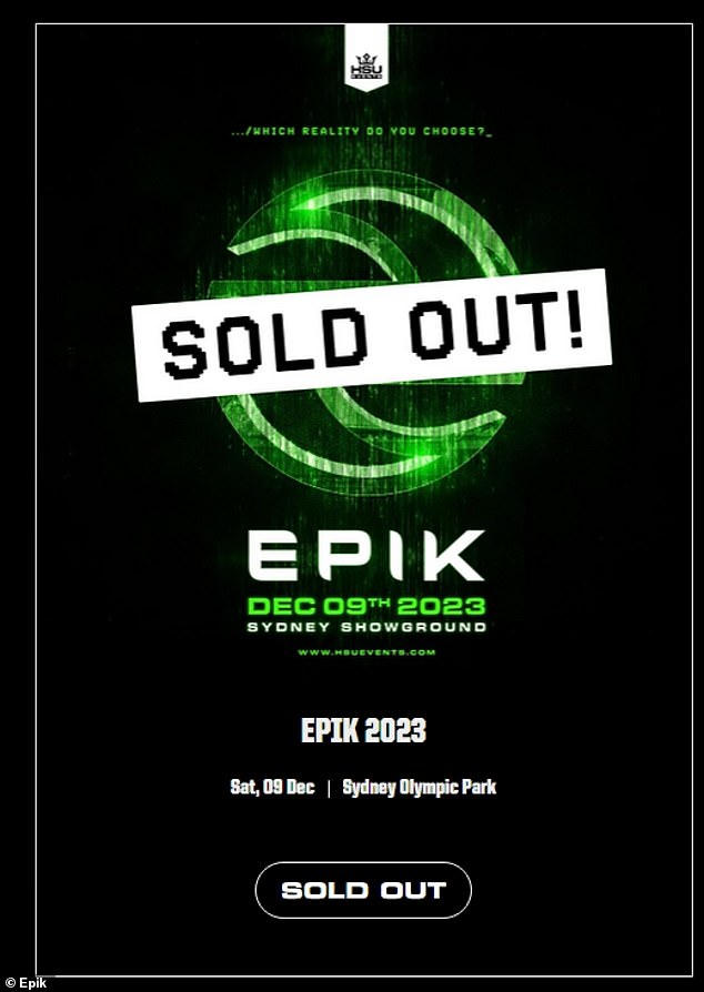 Epik is expected to attract more than 20,000 people, with tickets selling out within days of going on sale in mid-October