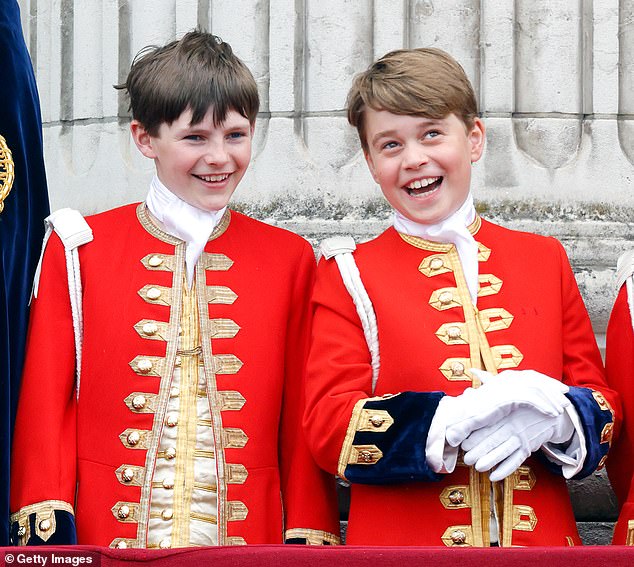 A lovely image of Prince George chuckling with Page of Honour, Ralph Tollemache