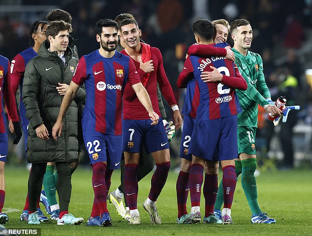 Ferran Torres (centre) is one of the former Manchester City stars at Camp Nou