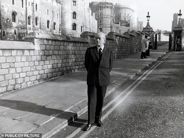 Speer is seen outside Windsor Castle in another publicity photo released by the BBC