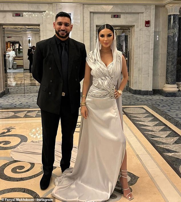 The Pakistani-American model – wife of boxer Amir Khan – looked stunning as she walked the red carpet in a white satin dress complete with headscarf and dramatic train