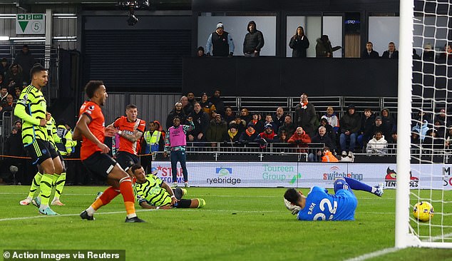 The loaned stop then allowed Ross Barkley's effort to squirm under his body for the third