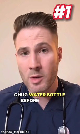 Dr.  Whittington recommends drinking a bottle of water before you go to bed and after you wake up.  He says you should also 