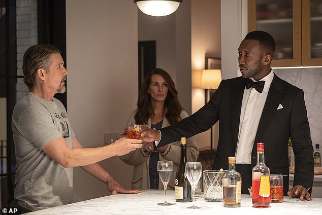 Ethan Hawke, Julia Roberts and Mahershala Ali are depicted in the film