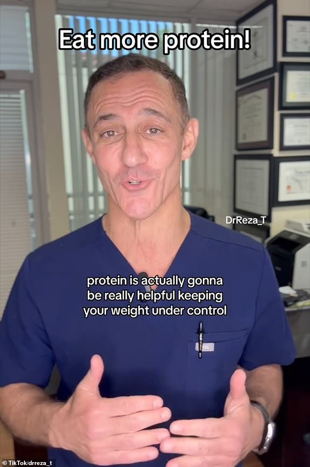 Dr.  Tirgari says you should also increase your protein intake if you're trying to lose weight