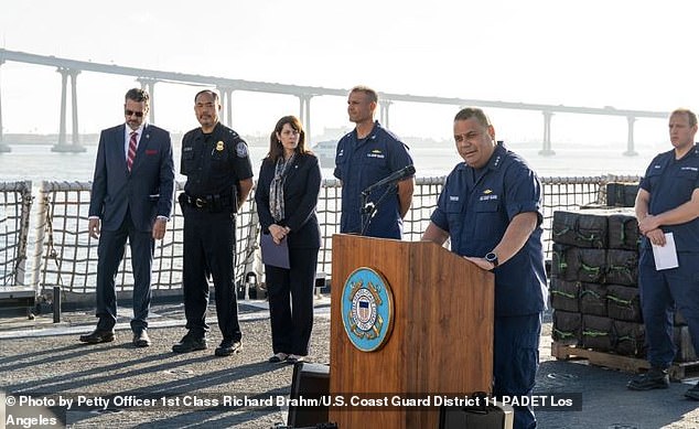 “I am proud of the unity of effort of the U.S. Coast Guard members aboard the U.S. Coast Guard Cutter Waesche and our partners who prevented these narcotics from entering our country through the maritime domain,” said Rear Adm. Andrew Tiongson ( photo above).  commander of the US Coast Guard in the Pacific