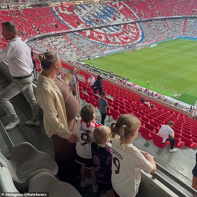 Wife Kate and Kane's children were present at the Allinaz Stadium when Kane first moved to Munich in August