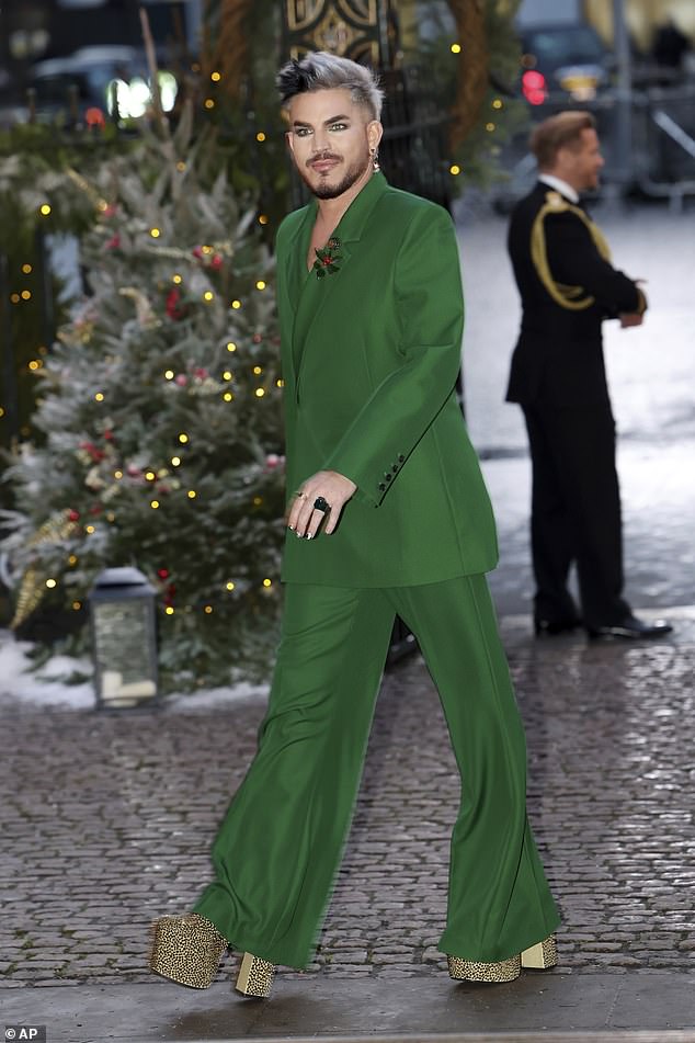 Singer Adam Lambert arrives today to attend the Together At Christmas song service