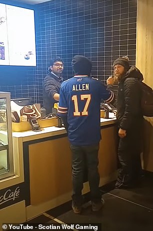 Before a fight ensued, the guy in the Allen jersey warned the other guy, 