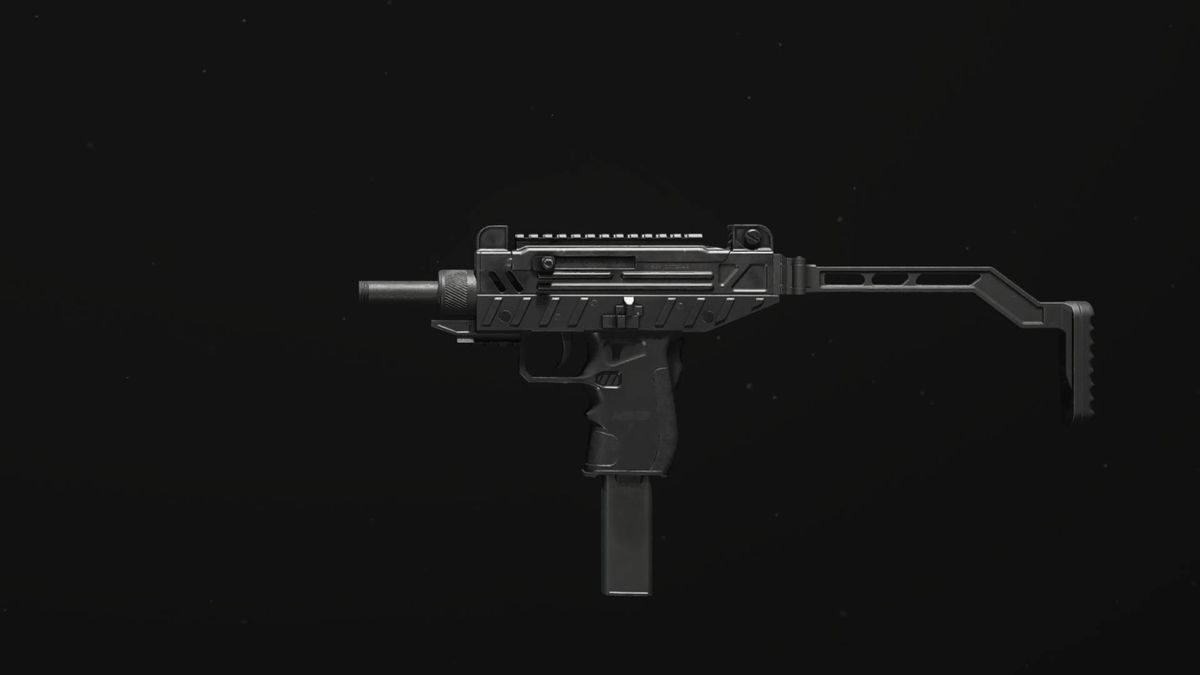 The WSP Swarm SMG floats over a black background in a menu for the best weapons in MW3.