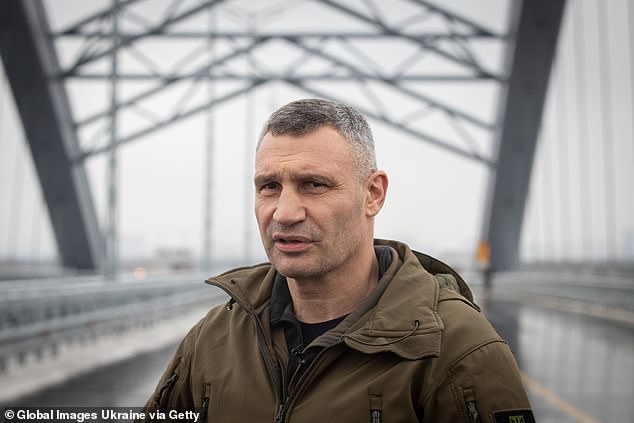 Mayor of Kyiv Vitali Klitschko addresses journalists during the opening ceremony of the Podilsko-Voskresenskyi Bridge on December 1