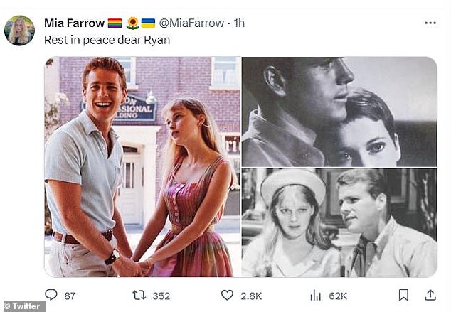 O'Neal's Peyton Place costar Mia Farrow, 78, shared sweet throwback snaps of the couple