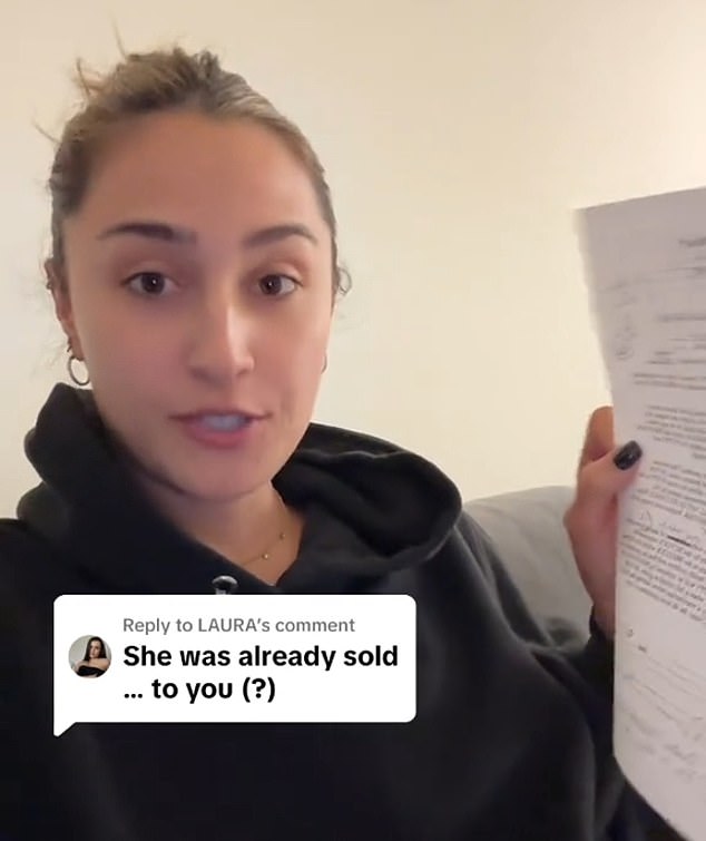 After pulling out the document, she read aloud the part where she agreed not to sell or give away her dog