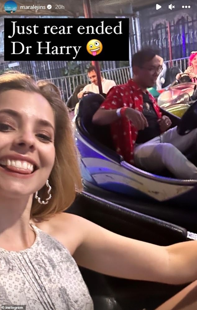 The Chase star Mara Lejins (left) shared a glimpse into the party on her Instagram, showing the network's stars enjoying bumper cars