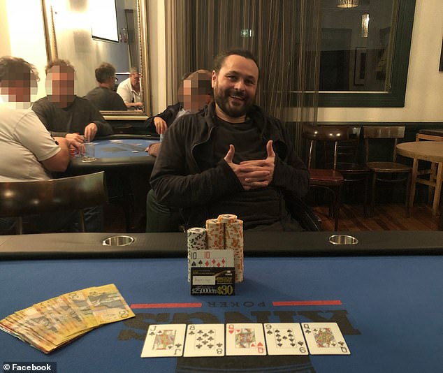 Prior to his arrest, Roberts placed second in a King room poker tournament at the St. George Leagues Club.  Above is a smiling photo