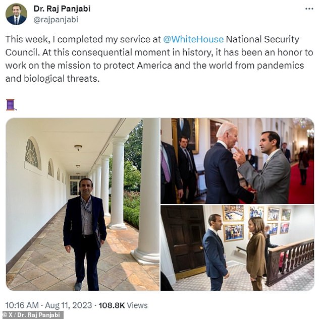 Dr.  Panjabi worked for the Biden administration from 2021 to the end of 2023, advising on their response to Covid and future pandemic threats such as monkeypox