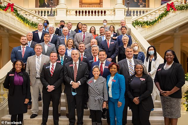 Mainor, pictured with her fellow Georgia lawmakers in 2021, said she picked up a lot of hate from her former Democratic colleagues after leaving the party — and said others are afraid to follow her lead because of the reaction she got