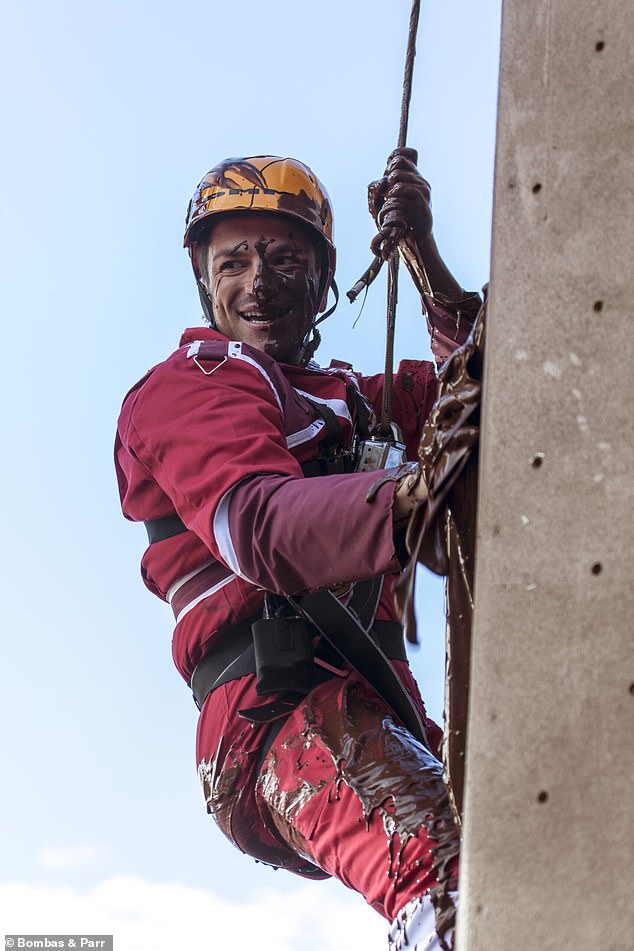 A chocolate waterfall might be a great idea in a fairy tale, but it's actually a mess of chocolate as Peter Andre discovered when he tried to climb it.