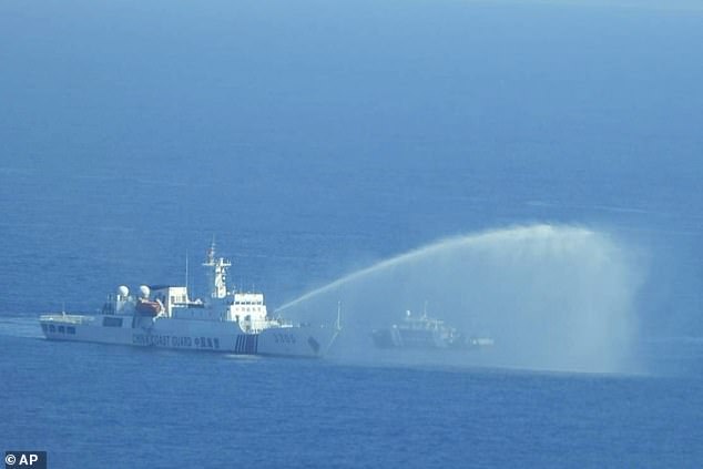 A video released by the Philippine Coast Guard showed Chinese Coast Guard vessels firing water cannons at Philippine Bureau of Fisheries and Aquatic Resources (BFAR) vessels, hitting them with powerful water blasts.