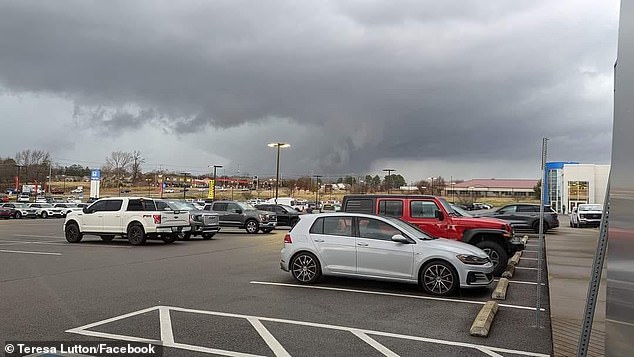 A woman in Clarksville posts a video as the tornado makes its way toward her town