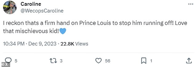 Royal fans took to X, formerly known as Twitter, to comment on the new photo