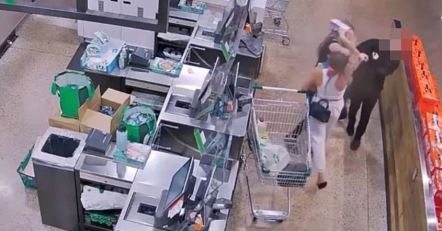 A Woolworths customer throws a grocery item at an employee's head after a confrontation