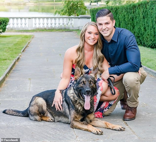 Chad is pictured with his wife Danielle, and of course Igor, the German Shepherd K-9 officer