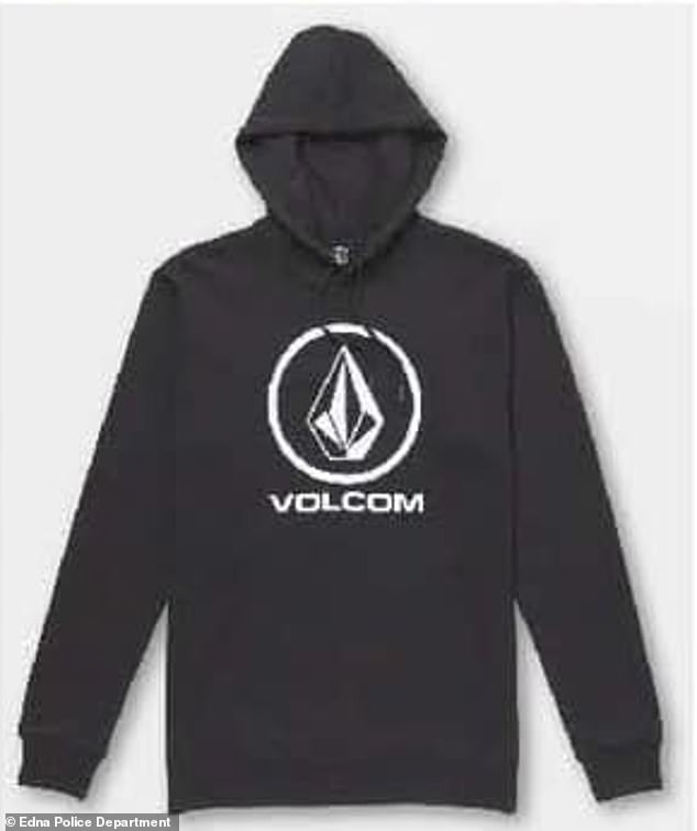 The suspect was also believed to be wearing a black 'Volcom' sweatshirt