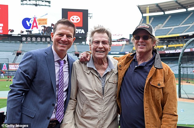 In his Instagram post shared on Friday, he had confirmed that his father, the 'Hollywood legend', had 'passed away peacefully' on Friday while surrounded by his 'loving team';  seen in May 2022 with Hart Bochner on the far right