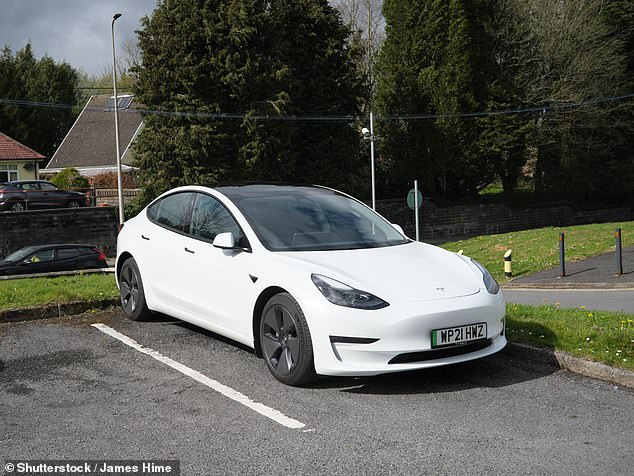 The £49,990 Tesla Model 3 Long Range pictured could cost the owner £55,979 due to the 9.5 per cent finance deal