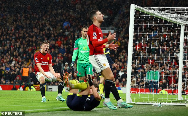 The Danish striker was furious with Diogo Dalot after the defender chose to shoot into the match instead of squaring a pass