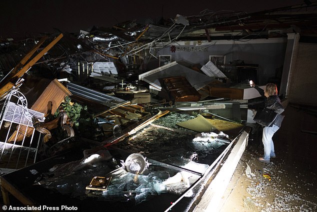 A business destroyed by a tornado on West Main in Hendersonville, Tennessee